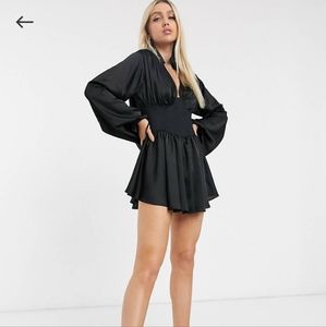 ASOS Design Cowl Back Satin Dress with Corset Waist